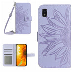 Skin Feel Custodia per cellulare in pelle con motivo a fiori di sole con cordino, For ZTE Blade A71, For ZTE Blade L210