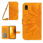 Skin Feel Custodia per cellulare in pelle con motivo a fiori di sole con cordino, For ZTE Blade A71, For ZTE Blade L210