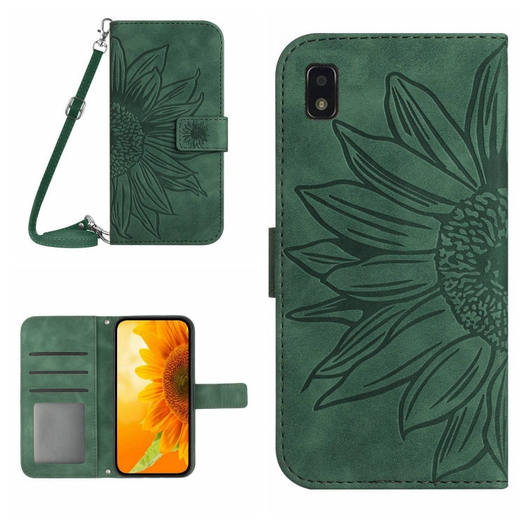 Skin Feel Custodia per cellulare in pelle con motivo a fiori di sole con cordino, For ZTE Blade A71, For ZTE Blade L210