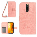 Skin Feel Custodia per cellulare in pelle con motivo a fiori di sole con cordino, For Xiaomi Redmi 8 / 8A, For Xiaomi Redmi 9 / POCO M2