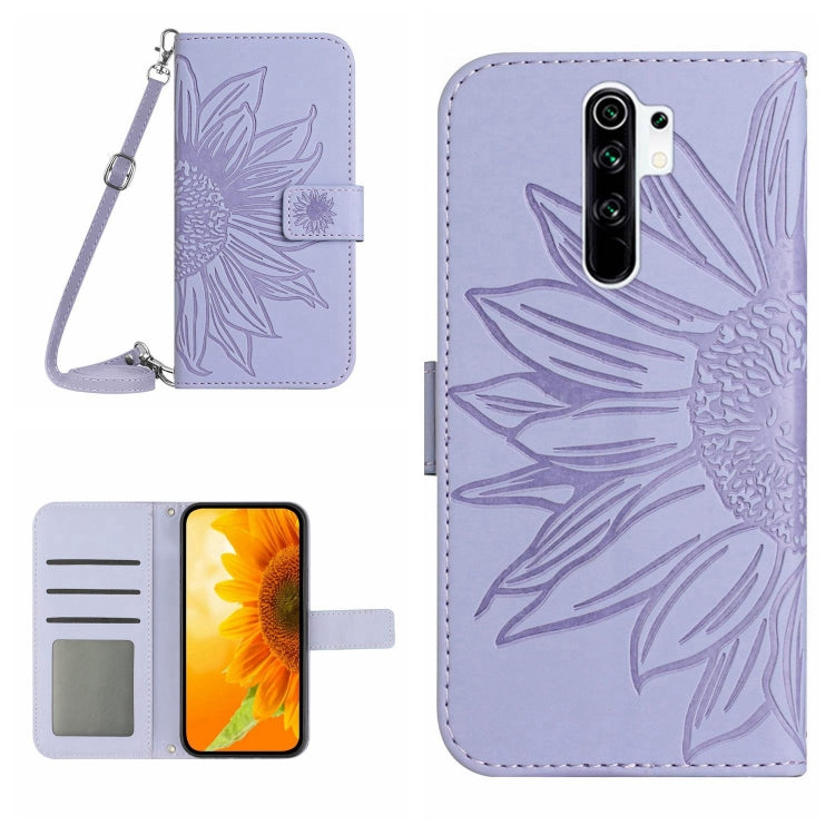Skin Feel Custodia per cellulare in pelle con motivo a fiori di sole con cordino, For Xiaomi Redmi 8 / 8A, For Xiaomi Redmi 9 / POCO M2