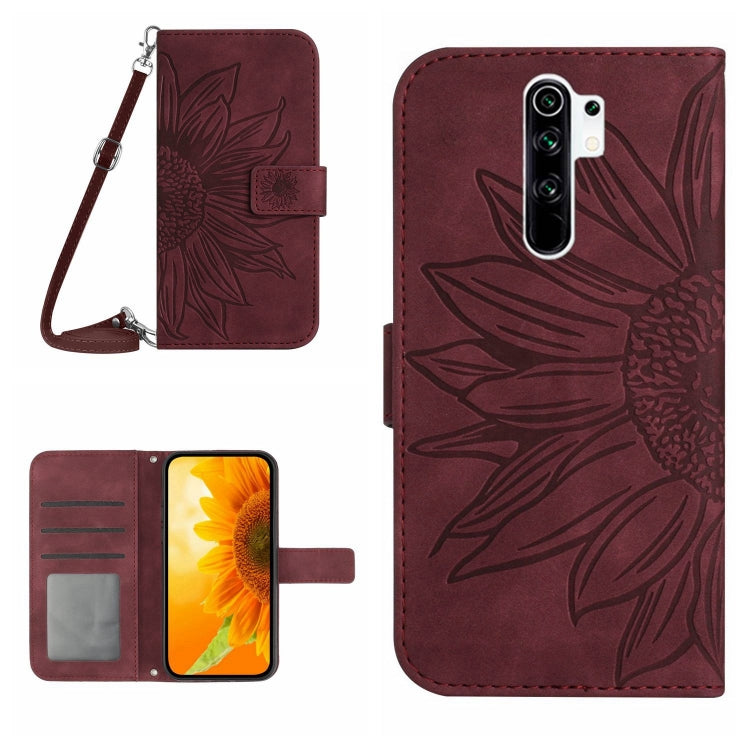 Skin Feel Custodia per cellulare in pelle con motivo a fiori di sole con cordino, For Xiaomi Redmi 8 / 8A, For Xiaomi Redmi 9 / POCO M2