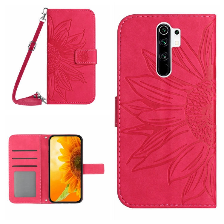 Skin Feel Custodia per cellulare in pelle con motivo a fiori di sole con cordino, For Xiaomi Redmi 8 / 8A, For Xiaomi Redmi 9 / POCO M2
