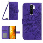 Skin Feel Custodia per cellulare in pelle con motivo a fiori di sole con cordino, For Xiaomi Redmi 8 / 8A, For Xiaomi Redmi 9 / POCO M2