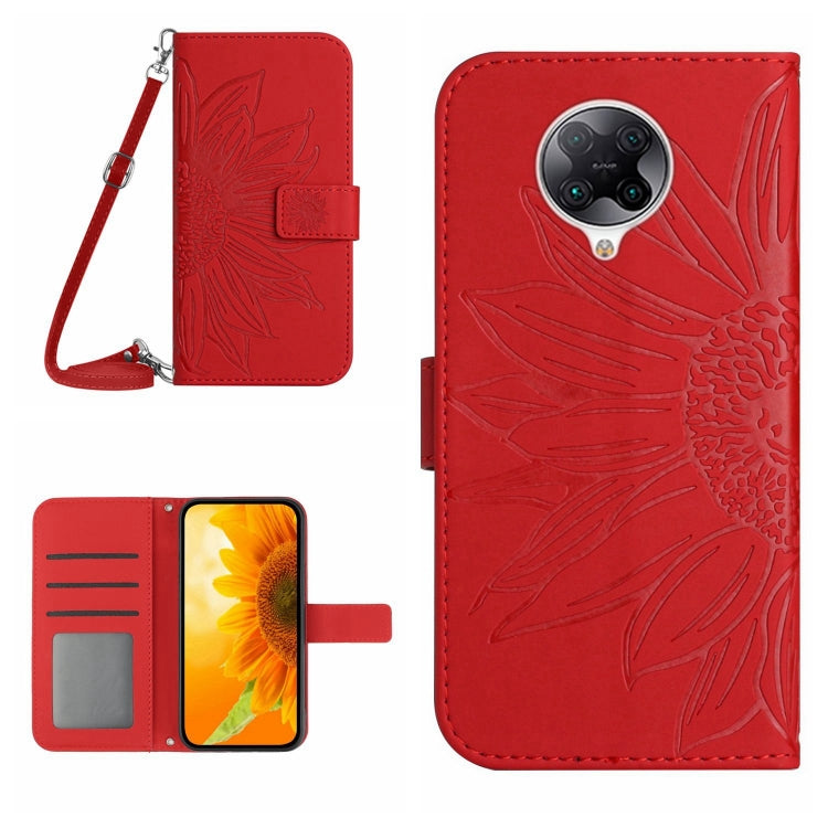 Skin Feel Custodia per cellulare in pelle con motivo a fiori di sole con cordino, For Xiaomi Redmi K30 Pro / Poco F2 Pro, For Xiaomi Redmi K40 / K40 Pro / Poco F3 / F3 Pro / 11i / 11X / 11X Pro, For Xiaomi Redmi K40 / K40 Pro /