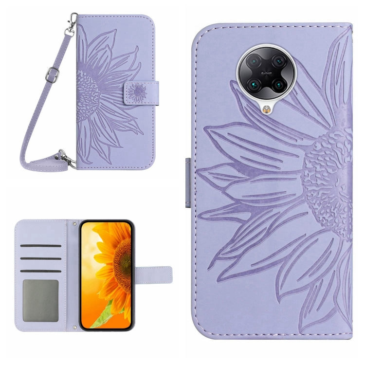 Skin Feel Custodia per cellulare in pelle con motivo a fiori di sole con cordino, For Xiaomi Redmi K30 Pro / Poco F2 Pro, For Xiaomi Redmi K40 / K40 Pro / Poco F3 / F3 Pro / 11i / 11X / 11X Pro, For Xiaomi Redmi K40 / K40 Pro /