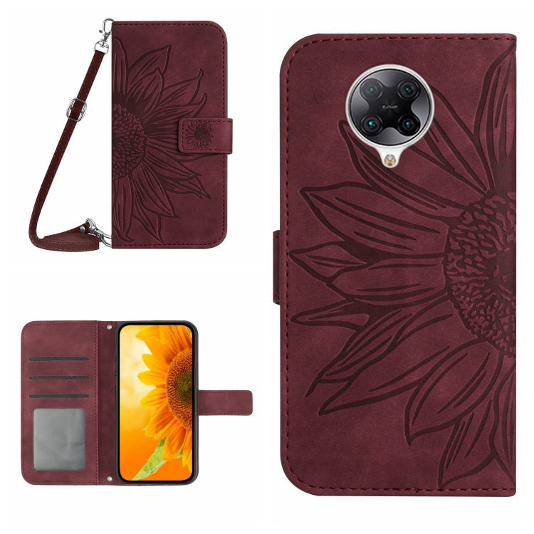 Skin Feel Custodia per cellulare in pelle con motivo a fiori di sole con cordino, For Xiaomi Redmi K30 Pro / Poco F2 Pro, For Xiaomi Redmi K40 / K40 Pro / Poco F3 / F3 Pro / 11i / 11X / 11X Pro, For Xiaomi Redmi K40 / K40 Pro /