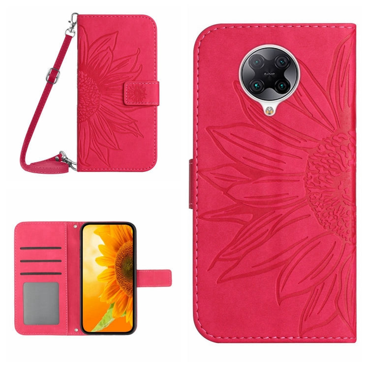 Skin Feel Custodia per cellulare in pelle con motivo a fiori di sole con cordino, For Xiaomi Redmi K30 Pro / Poco F2 Pro, For Xiaomi Redmi K40 / K40 Pro / Poco F3 / F3 Pro / 11i / 11X / 11X Pro, For Xiaomi Redmi K40 / K40 Pro /