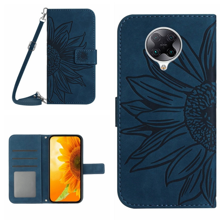 Skin Feel Custodia per cellulare in pelle con motivo a fiori di sole con cordino, For Xiaomi Redmi K30 Pro / Poco F2 Pro, For Xiaomi Redmi K40 / K40 Pro / Poco F3 / F3 Pro / 11i / 11X / 11X Pro, For Xiaomi Redmi K40 / K40 Pro /