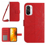 Skin Feel Custodia per cellulare in pelle con motivo a fiori di sole con cordino, For Xiaomi Redmi K30 Pro / Poco F2 Pro, For Xiaomi Redmi K40 / K40 Pro / Poco F3 / F3 Pro / 11i / 11X / 11X Pro, For Xiaomi Redmi K40 / K40 Pro /
