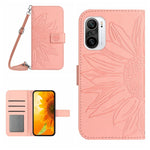 Skin Feel Custodia per cellulare in pelle con motivo a fiori di sole con cordino, For Xiaomi Redmi K30 Pro / Poco F2 Pro, For Xiaomi Redmi K40 / K40 Pro / Poco F3 / F3 Pro / 11i / 11X / 11X Pro, For Xiaomi Redmi K40 / K40 Pro /