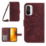 Skin Feel Custodia per cellulare in pelle con motivo a fiori di sole con cordino, For Xiaomi Redmi K30 Pro / Poco F2 Pro, For Xiaomi Redmi K40 / K40 Pro / Poco F3 / F3 Pro / 11i / 11X / 11X Pro, For Xiaomi Redmi K40 / K40 Pro /