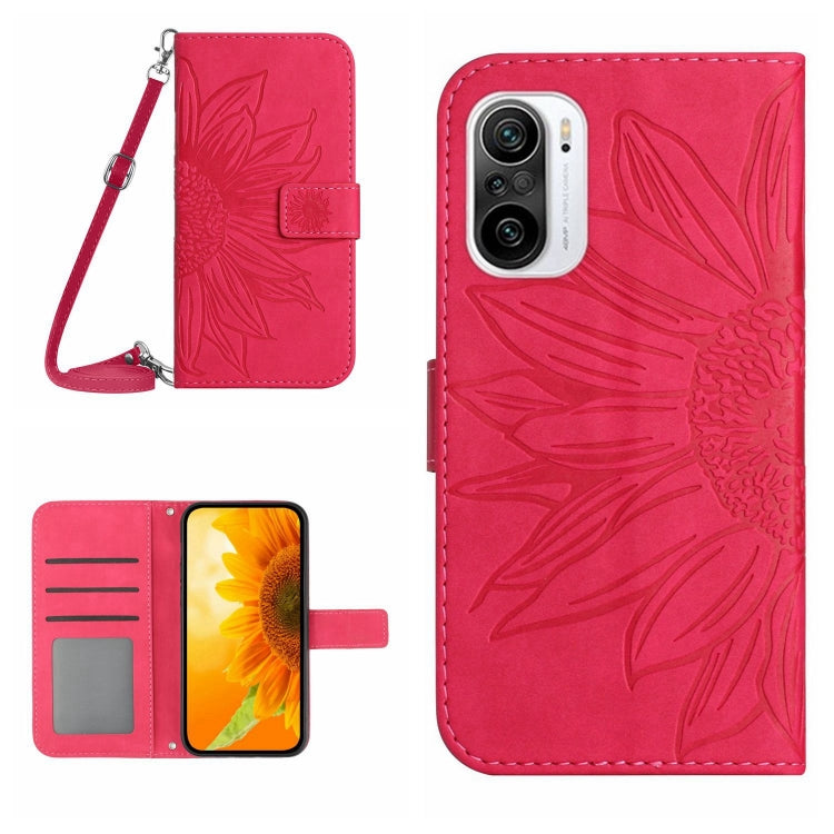 Skin Feel Custodia per cellulare in pelle con motivo a fiori di sole con cordino, For Xiaomi Redmi K30 Pro / Poco F2 Pro, For Xiaomi Redmi K40 / K40 Pro / Poco F3 / F3 Pro / 11i / 11X / 11X Pro, For Xiaomi Redmi K40 / K40 Pro /