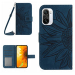 Skin Feel Custodia per cellulare in pelle con motivo a fiori di sole con cordino, For Xiaomi Redmi K30 Pro / Poco F2 Pro, For Xiaomi Redmi K40 / K40 Pro / Poco F3 / F3 Pro / 11i / 11X / 11X Pro, For Xiaomi Redmi K40 / K40 Pro /