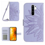 Skin Feel Custodia per cellulare in pelle con motivo a fiori di sole con cordino, For Xiaomi Redmi Note 8 Pro, For Xiaomi Redmi Note 8T