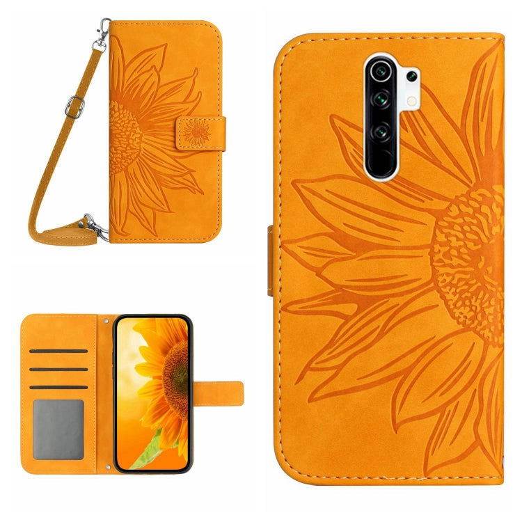 Skin Feel Custodia per cellulare in pelle con motivo a fiori di sole con cordino, For Xiaomi Redmi Note 8 Pro, For Xiaomi Redmi Note 8T