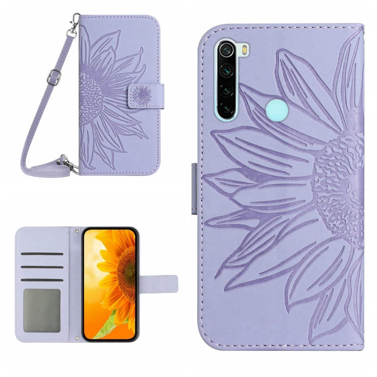 Skin Feel Custodia per cellulare in pelle con motivo a fiori di sole con cordino, For Xiaomi Redmi Note 8 Pro, For Xiaomi Redmi Note 8T