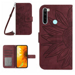 Skin Feel Custodia per cellulare in pelle con motivo a fiori di sole con cordino, For Xiaomi Redmi Note 8 Pro, For Xiaomi Redmi Note 8T