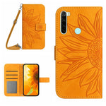 Skin Feel Custodia per cellulare in pelle con motivo a fiori di sole con cordino, For Xiaomi Redmi Note 8 Pro, For Xiaomi Redmi Note 8T