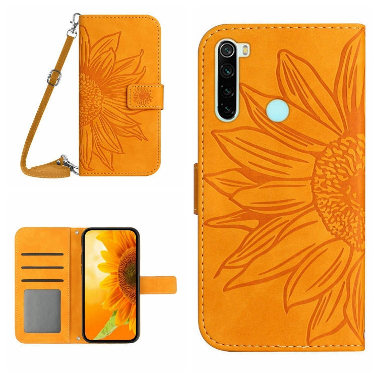 Skin Feel Custodia per cellulare in pelle con motivo a fiori di sole con cordino, For Xiaomi Redmi Note 8 Pro, For Xiaomi Redmi Note 8T