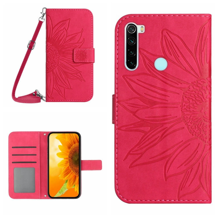 Skin Feel Custodia per cellulare in pelle con motivo a fiori di sole con cordino, For Xiaomi Redmi Note 8 Pro, For Xiaomi Redmi Note 8T