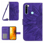 Skin Feel Custodia per cellulare in pelle con motivo a fiori di sole con cordino, For Xiaomi Redmi Note 8 Pro, For Xiaomi Redmi Note 8T