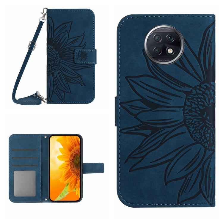 Skin Feel Custodia per cellulare in pelle con motivo a fiori di sole con cordino, For Xiaomi Redmi 9T / 9 Power / Poco M3, For Xiaomi Redmi Note 9T