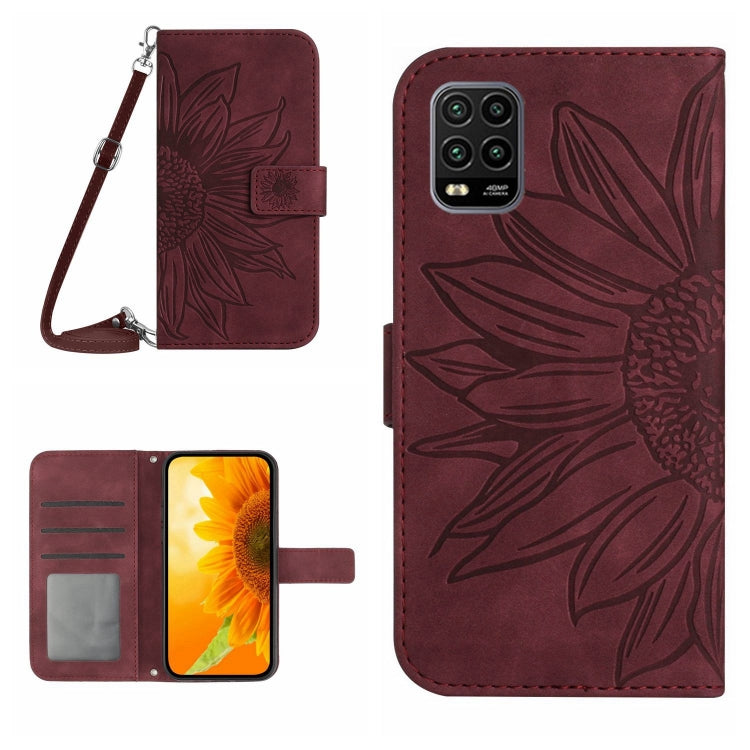 Skin Feel Custodia per cellulare in pelle con motivo a fiori di sole con cordino, For Xiaomi Mi 10 Lite, For Xiaomi Mi 10 / Mi 10 Pro