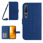 Skin Feel Custodia per cellulare in pelle con motivo a fiori di sole con cordino, For Xiaomi Mi 10 Lite, For Xiaomi Mi 10 / Mi 10 Pro