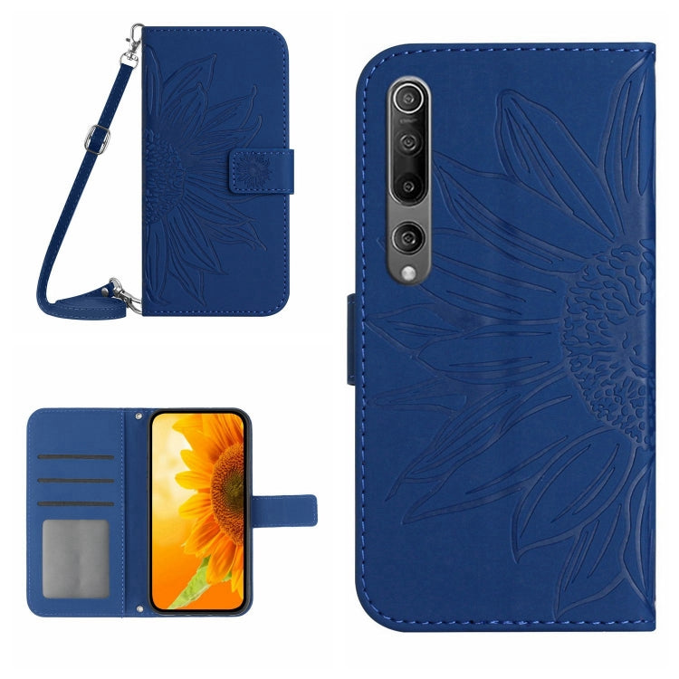 Skin Feel Custodia per cellulare in pelle con motivo a fiori di sole con cordino, For Xiaomi Mi 10 Lite, For Xiaomi Mi 10 / Mi 10 Pro