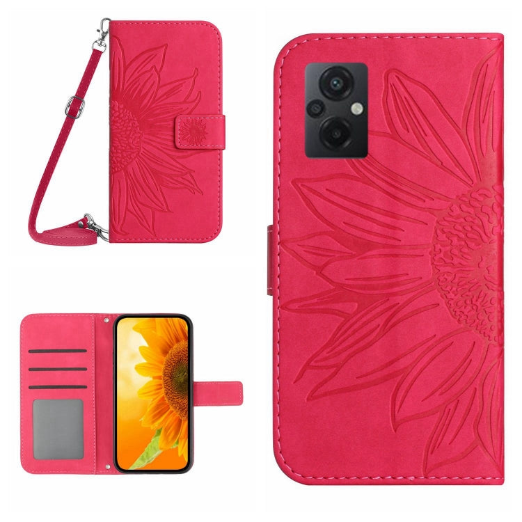 Skin Feel Custodia per cellulare in pelle con motivo a fiori di sole con cordino, For Xiaomi Poco M5 / Poco M4 5G, For Xiaomi Poco M5S
