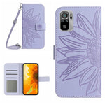 Skin Feel Custodia per cellulare in pelle con motivo a fiori di sole con cordino, For Xiaomi Poco M5 / Poco M4 5G, For Xiaomi Poco M5S