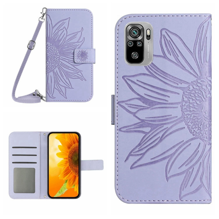 Skin Feel Custodia per cellulare in pelle con motivo a fiori di sole con cordino, For Xiaomi Poco M5 / Poco M4 5G, For Xiaomi Poco M5S