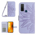 Skin Feel Custodia per cellulare in pelle con motivo a fiori di sole con cordino, For TCL 20 R/20 AX 5G/Bremen 5G, For TCL 20 SE