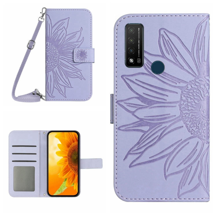 Skin Feel Custodia per cellulare in pelle con motivo a fiori di sole con cordino, For TCL 20 R/20 AX 5G/Bremen 5G, For TCL 20 SE