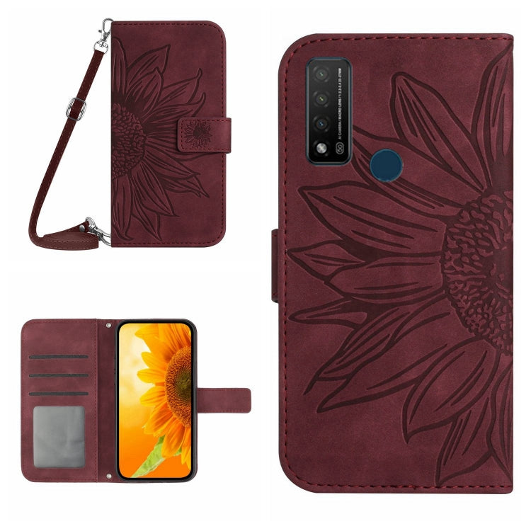Skin Feel Custodia per cellulare in pelle con motivo a fiori di sole con cordino, For TCL 20 R/20 AX 5G/Bremen 5G, For TCL 20 SE