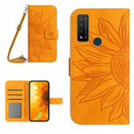 Skin Feel Custodia per cellulare in pelle con motivo a fiori di sole con cordino, For TCL 20 R/20 AX 5G/Bremen 5G, For TCL 20 SE