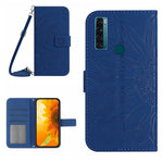 Skin Feel Custodia per cellulare in pelle con motivo a fiori di sole con cordino, For TCL 20 R/20 AX 5G/Bremen 5G, For TCL 20 SE