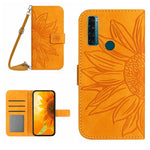 Skin Feel Custodia per cellulare in pelle con motivo a fiori di sole con cordino, For TCL 20 R/20 AX 5G/Bremen 5G, For TCL 20 SE