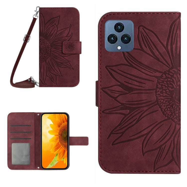 Skin Feel Custodia per cellulare in pelle con motivo a fiori di sole con cordino, For T-Mobile Revvl 6 5G, For T-Mobile Revvl 6 Pro 5G