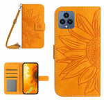 Skin Feel Custodia per cellulare in pelle con motivo a fiori di sole con cordino, For T-Mobile Revvl 6 5G, For T-Mobile Revvl 6 Pro 5G