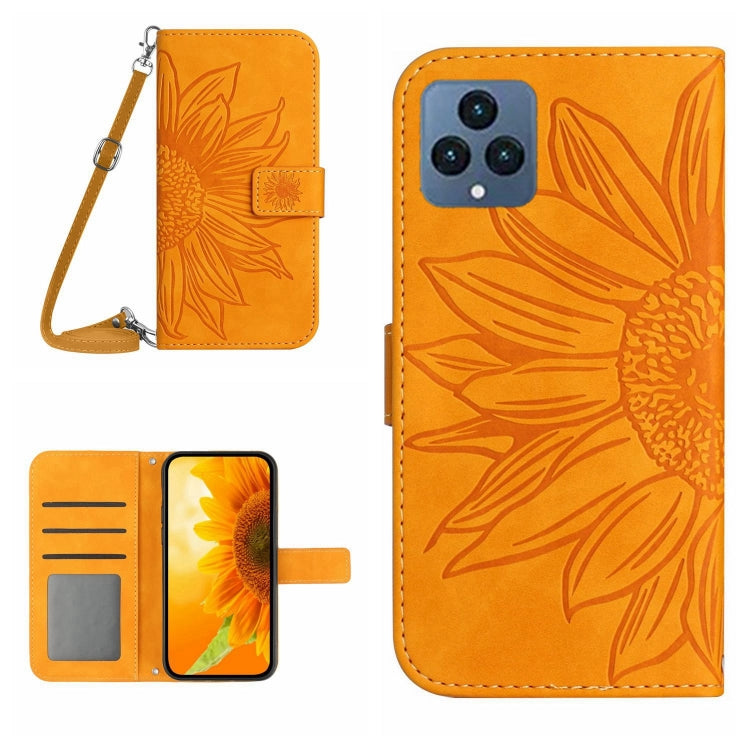 Skin Feel Custodia per cellulare in pelle con motivo a fiori di sole con cordino, For T-Mobile Revvl 6 5G, For T-Mobile Revvl 6 Pro 5G