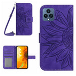 Skin Feel Custodia per cellulare in pelle con motivo a fiori di sole con cordino, For T-Mobile Revvl 6 5G, For T-Mobile Revvl 6 Pro 5G