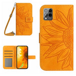 Skin Feel Custodia per cellulare in pelle con motivo a fiori di sole con cordino, For T-Mobile Revvl 6 5G, For T-Mobile Revvl 6 Pro 5G
