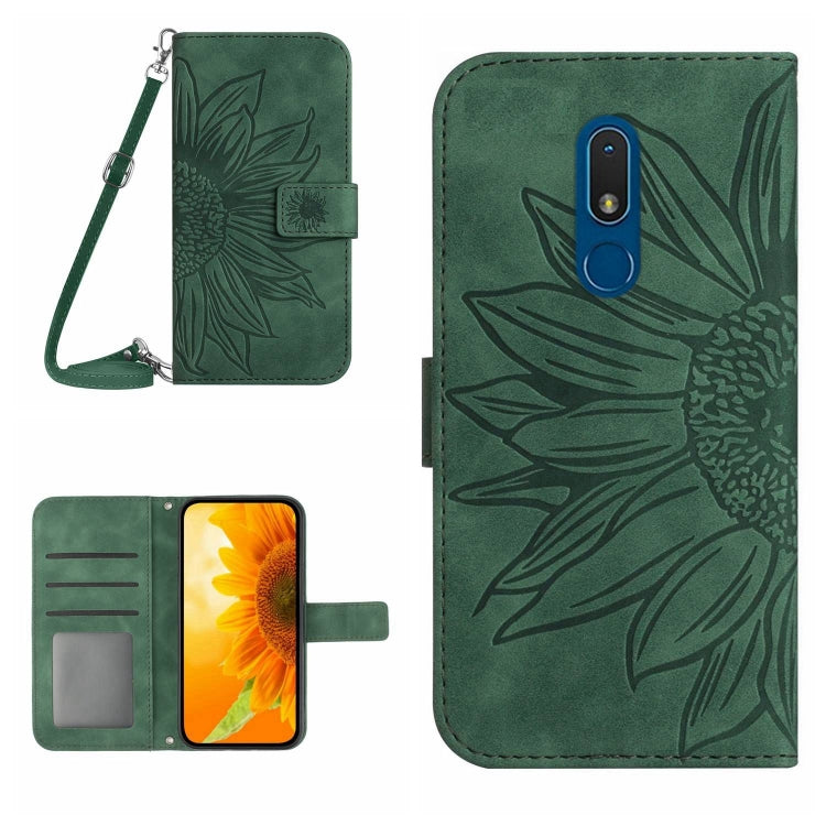 Skin Feel Custodia per cellulare in pelle con motivo a fiori di sole con cordino, For Nokia C3, For Nokia C10 / C20