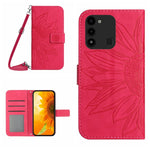 Skin Feel Custodia per cellulare in pelle con motivo a fiori di sole con cordino, For Tecno Spark Go 2022 / Spark 8C