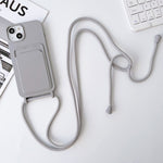 Custodia silicone con porta carte e tracolla per iPhone 14 Pro Ma