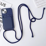 Custodia silicone con porta carte e tracolla per iPhone 14 Pro Ma