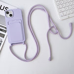 Custodia silicone con porta carte e tracolla per iPhone 14 Pro Ma