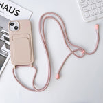 Custodia silicone con porta carte e tracolla per iPhone 12